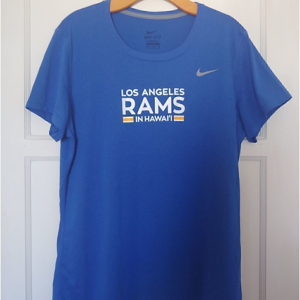 Nike Women's Dri-Fit Short Sleeve Blue T-Shirt Los Angeles Rams Size XL